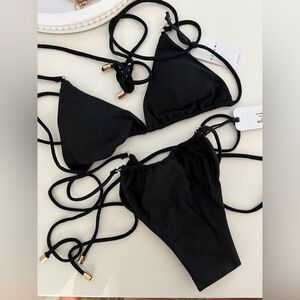 Sleek Black String Bikini Swimwear